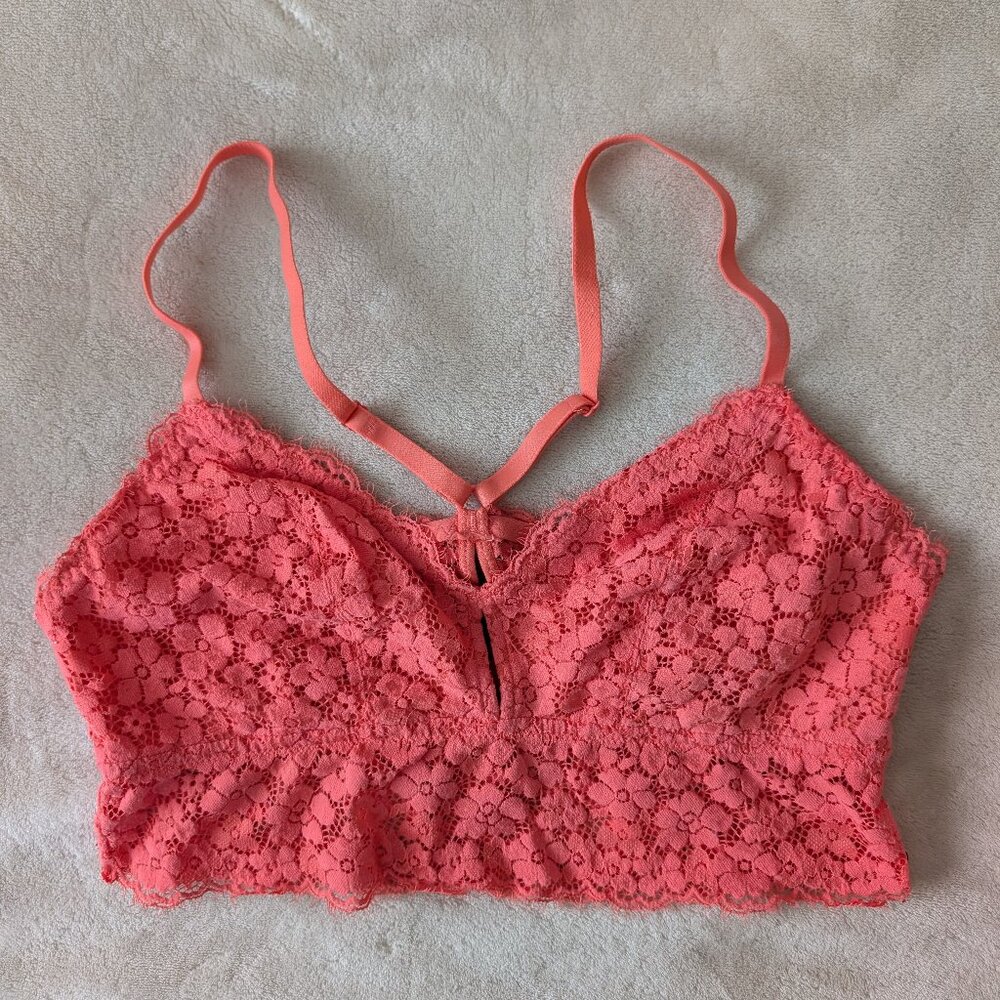 aerie Coral Lace Bralette
